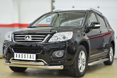 Пороги труба D42 с листом (Лист алюм.,проф.нерж)(Вариант1) для Great Wall Hover H6 2012-