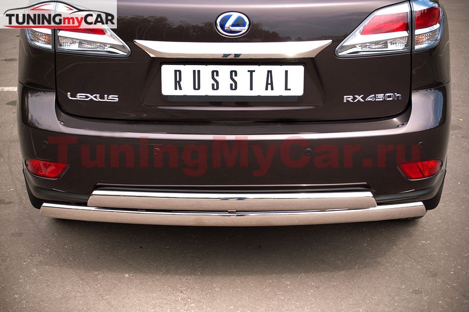 Защита заднего бампера D75X42/75X42 овалы для Lexus RX 270/350/450 2009-