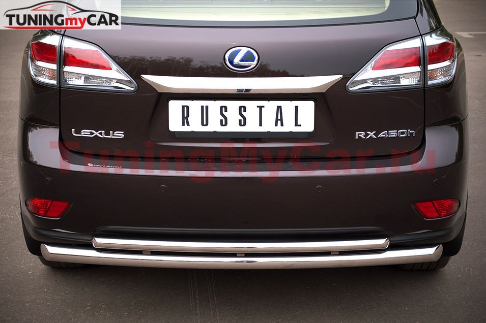 Защита заднего бампера D63/42 C подъемом (дуга) для Lexus RX 270/350/450 2009-