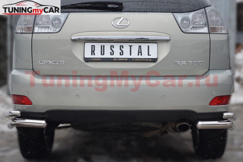 Защита заднего бампера уголки D63/42 (Пневмоподвеска) для Lexus RX300/330/350 2003-2008