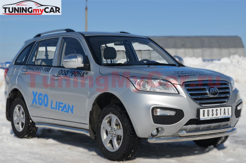 Пороги труба D63 (вариант 1) для Lifan Х60 2011-