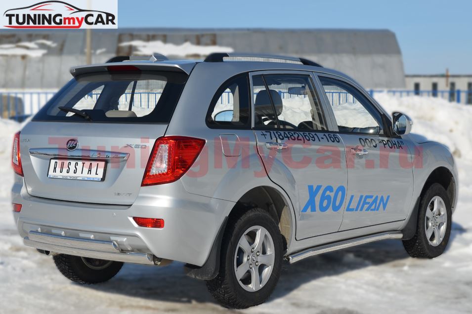 Пороги труба D63 (вариант 3) для Lifan Х60 2011-