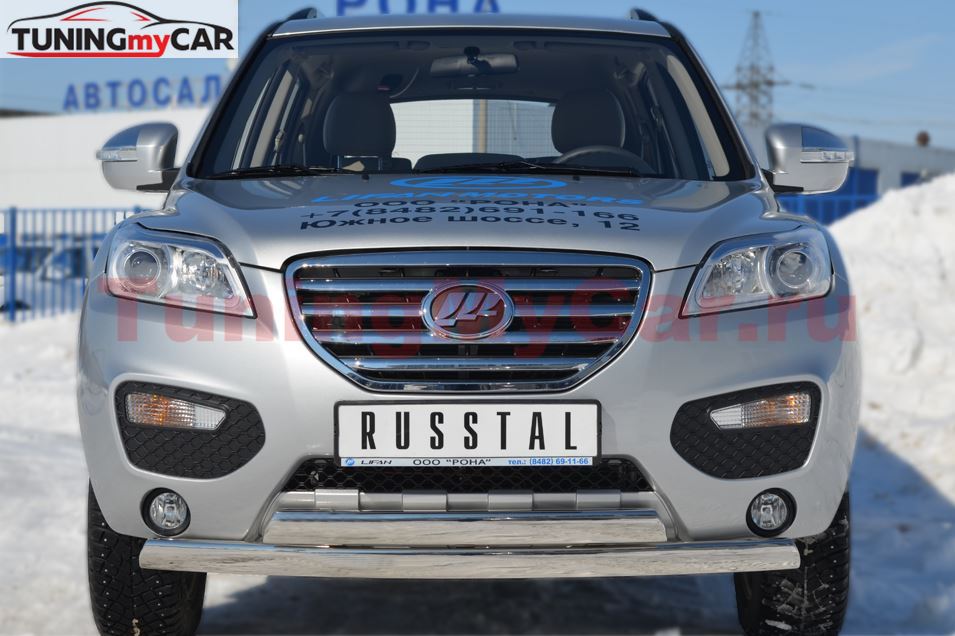 Защита переднего бампера 75х42 / 75х42 овал (дуга) для Lifan Х60 2011-