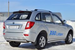Защита заднего бампера 75х42 овал для Lifan Х60 2011-