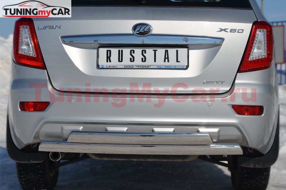 Защита заднего бампера 75х42 / 75х42 овал для Lifan Х60 2011-