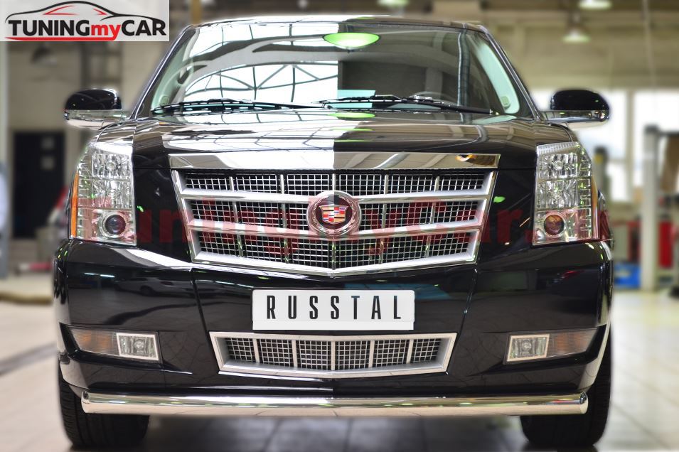Защита переднего бампера D76 (дуга) для Cadillac Escalade 2007-2015