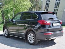 Защита заднего бампера 75х42 дуга для Chery Tiggo 5 2014