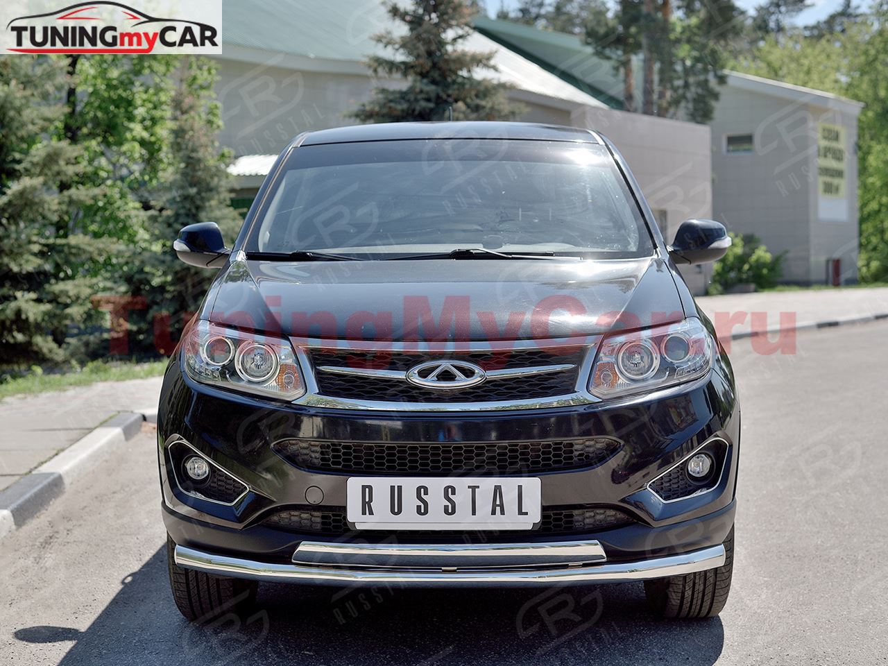 Защита переднего бампера D63 секция-75х42 дуга для Chery Tiggo 5 2014