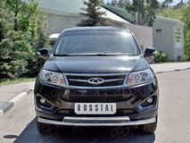 Защита переднего бампера D63 секция-75х42 дуга для Chery Tiggo 5 2014