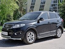 Защита переднего бампера D63 секция-75х42 дуга для Chery Tiggo 5 2014