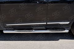 Пороги труба D76 с накладкой (вариант 3) для Chery Tiggo 5 2014