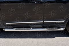 Пороги труба D76 с накладкой (вариант 2) для Chery Tiggo 5 2014