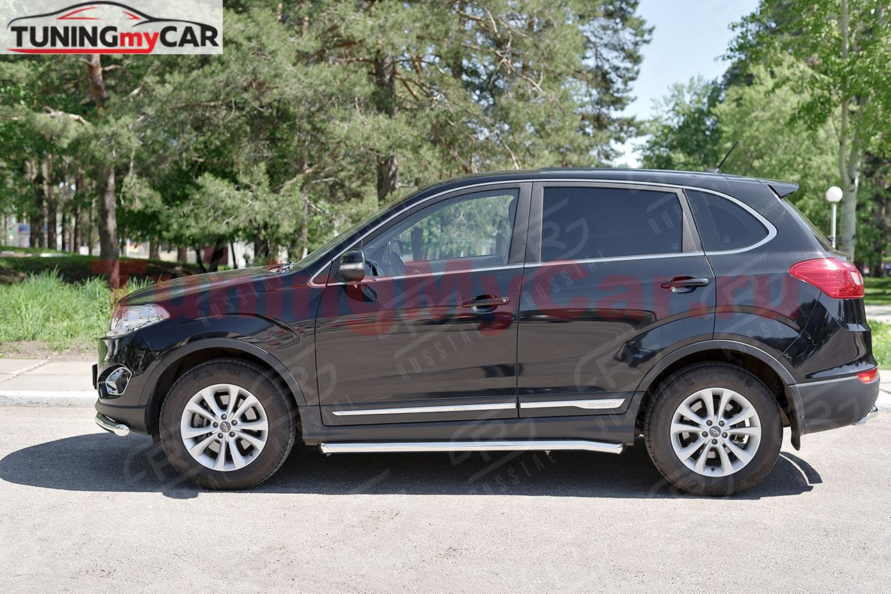 Пороги труба D63 (вариант 1) для Chery Tiggo 5 2014