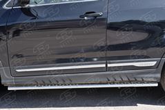 Пороги труба 75х42 овал с проступью для Chery Tiggo 5 2014