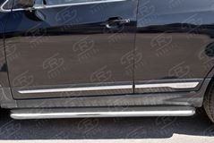 Пороги труба D42 С листом (Лист нерж, проф. нерж)(Вариант3) для Chery Tiggo 5 2014