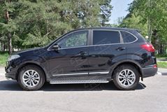 Пороги труба D42 С листом (Лист алюм, проф.сталь)(Вариант2) для Chery Tiggo 5 2014