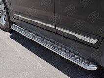 Пороги труба D42 С листом (Лист алюм, проф.сталь)(Вариант2) для Chery Tiggo 5 2014