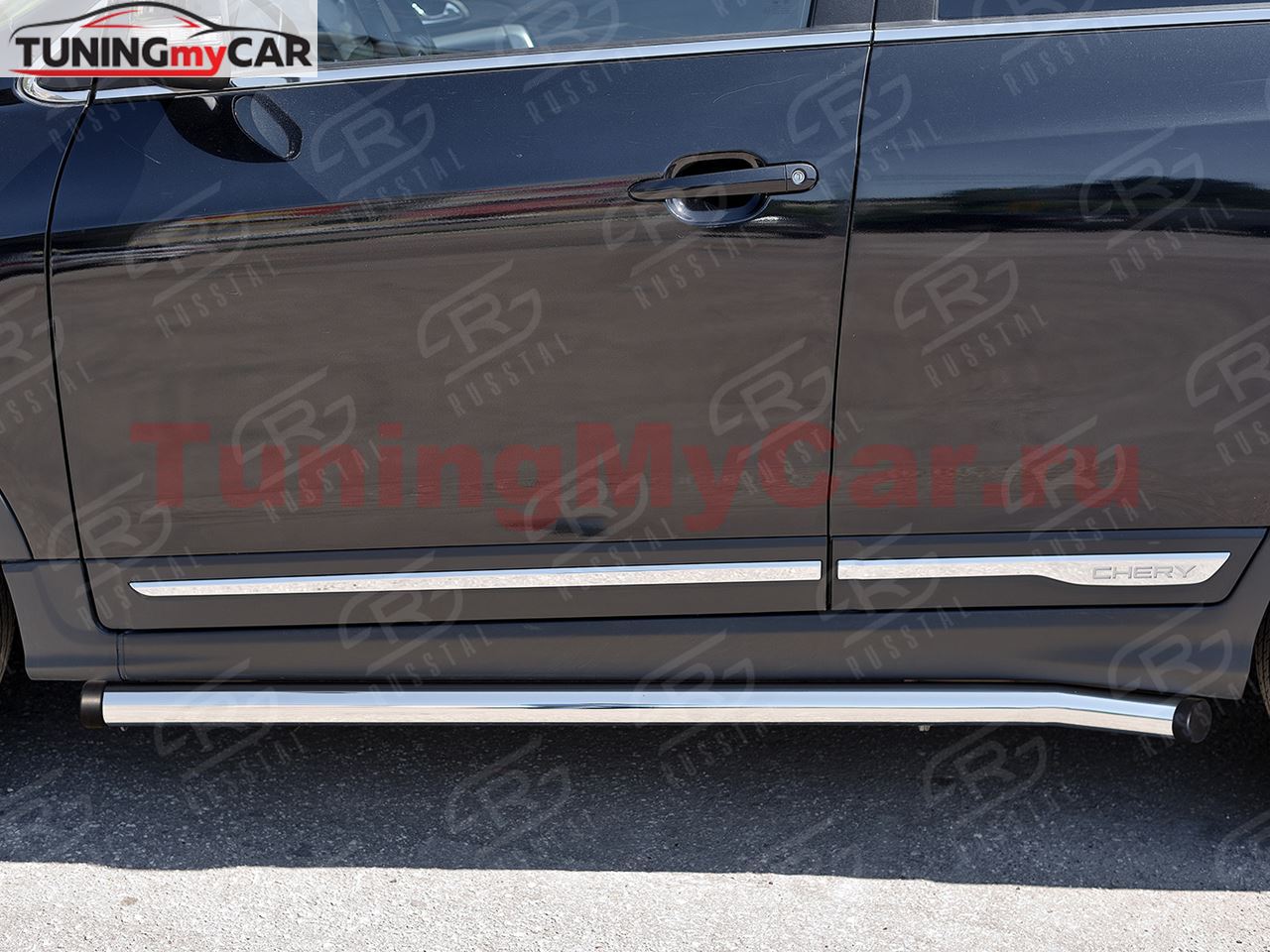 Пороги труба D63 (вариант 2) для Chery Tiggo 5 2014