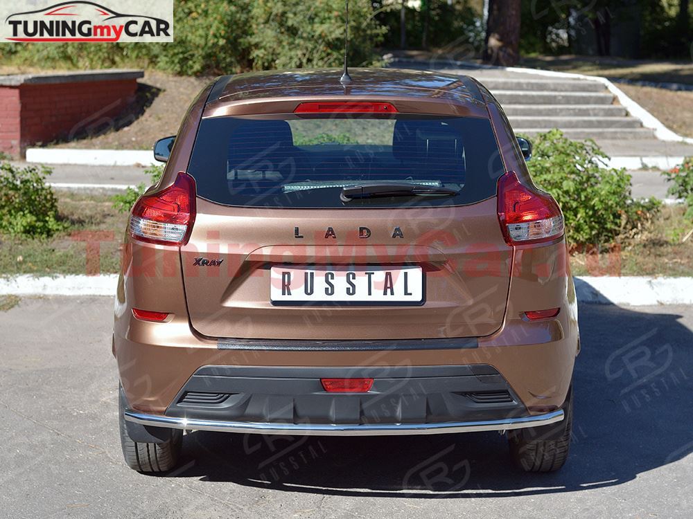 Защита заднего бампера D42 секции для Lada Xray 2015