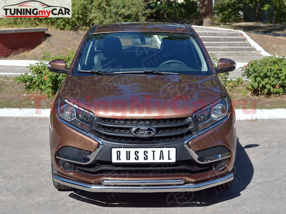Защита переднего бампера D63 секция-D42 дуга для Lada Xray 2015