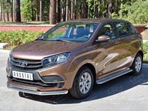 Защита переднего бампера D63 секция-D42 дуга для Lada Xray 2015