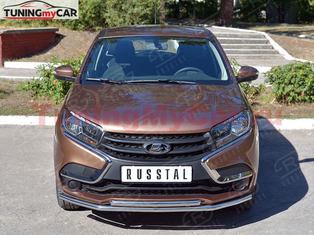 Защита переднего бампера D42 секция-D42 дуга для Lada Xray 2015