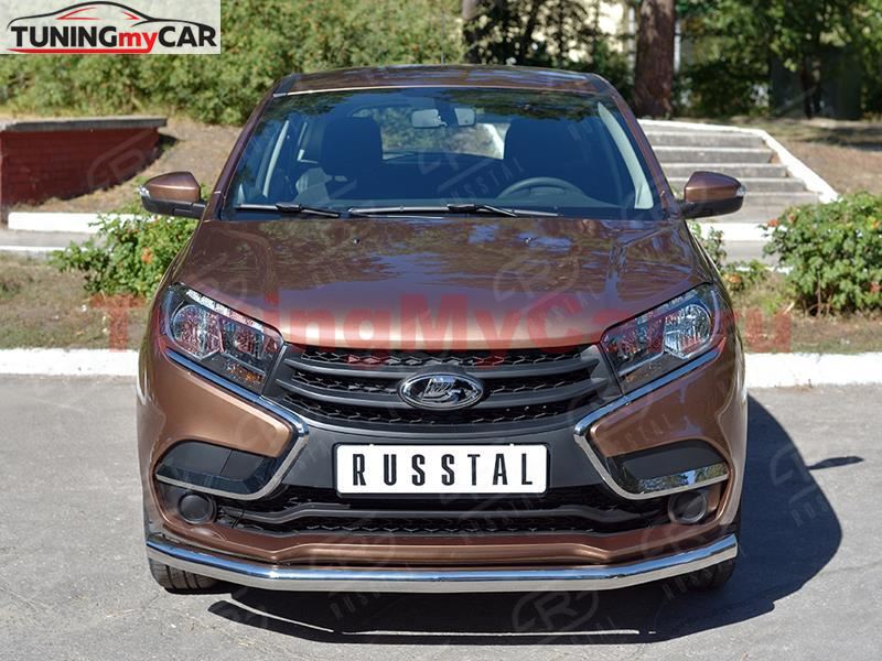 Защита переднего бампера D63 секция для Lada Xray 2015