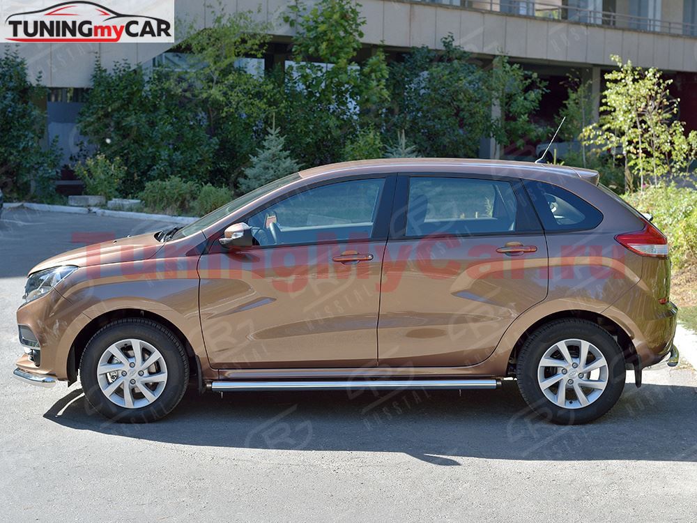 Пороги труба D63 (вариант 2) для Lada Xray 2015