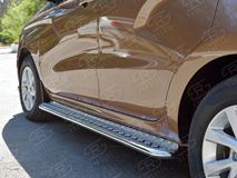 Пороги труба D42 С листом (Лист алюм, проф. нерж)(Вариант1) для Lada Xray 2015