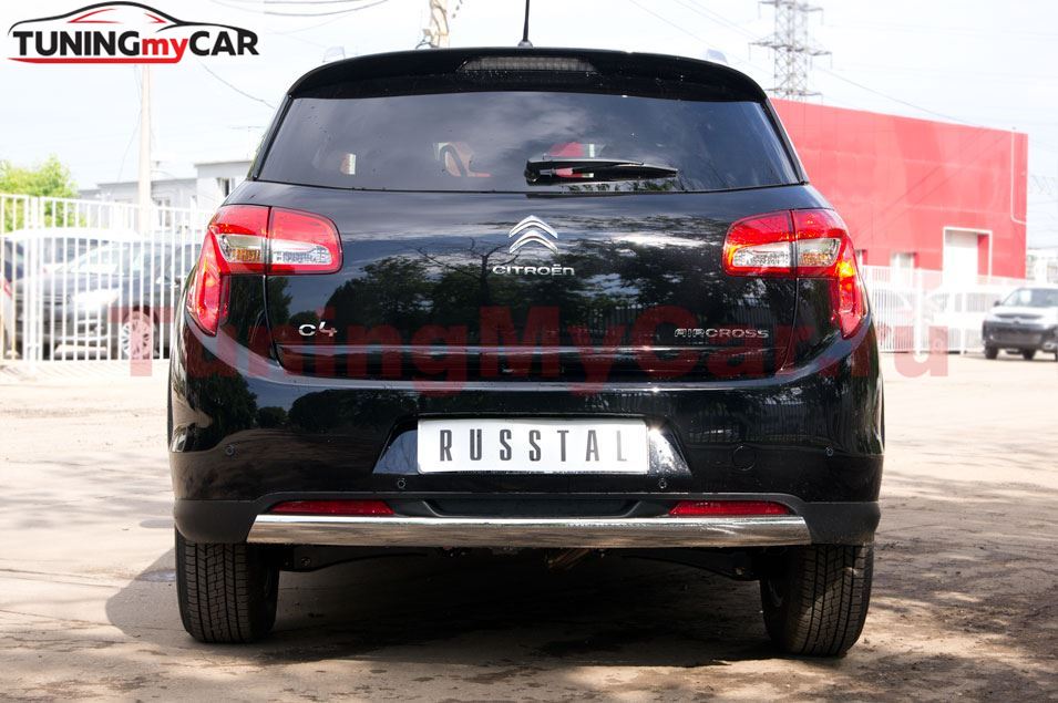 Защита заднего бампера D75х42 овал для Citroen C4 Aircross 2012-