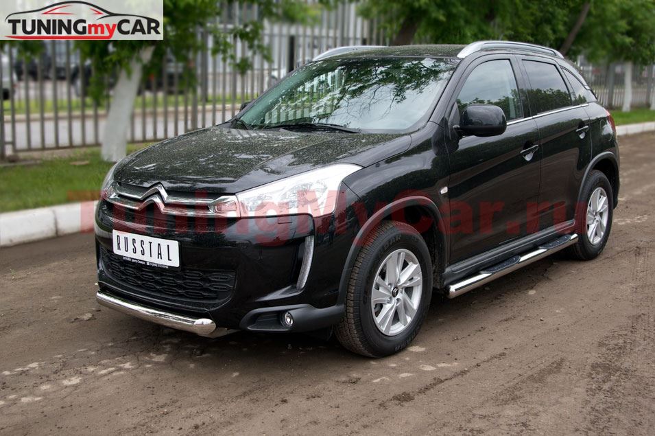 Защита переднего бампера D76 (дуга) для Citroen C4 Aircross 2012-