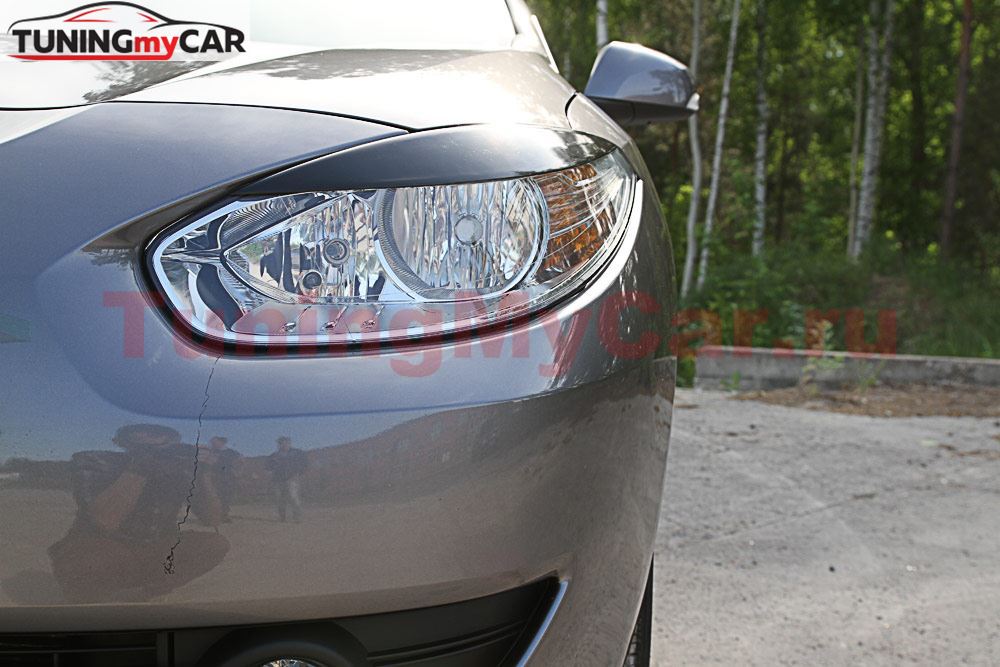 Накладки на передние фары (реснички) Renault Fluence 2009-2012
