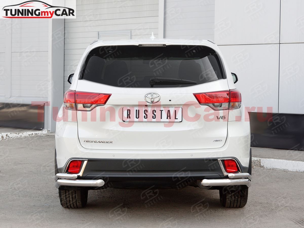Защита заднего бампера уголки D63 секции-D42 секции для Toyota Highlander 2017