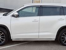 Пороги труба D42 с листом (Лист нерж, проф. нерж) (вариант 3) для Toyota Highlander 2017