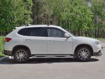 Пороги труба D76 с накладкой (вариант 3) для Brilliance V5 2014-
