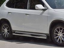 Пороги труба D76 с накладкой (вариант 2) для Brilliance V5 2014-