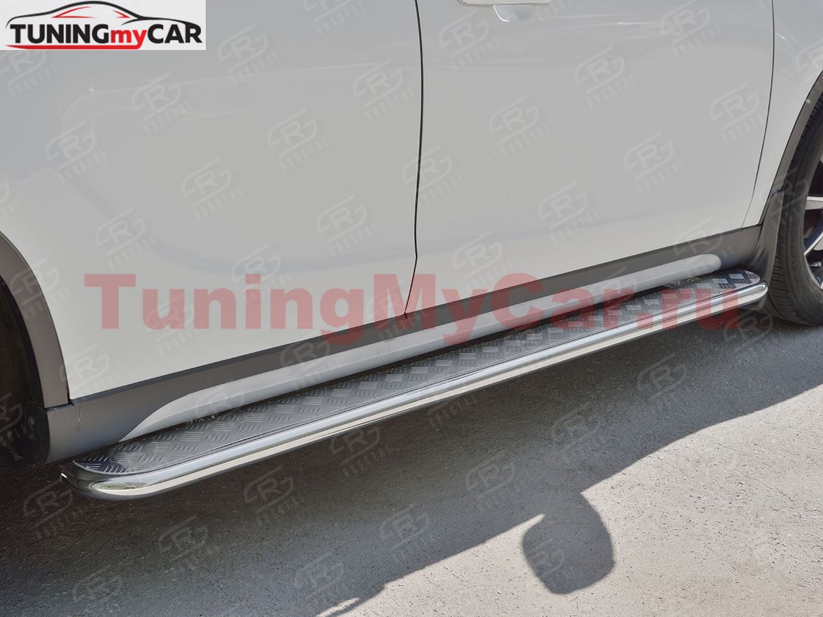 Пороги труба D42 с листом (Лист алюм, проф.сталь) (вариант 2) для Brilliance V5 2014-