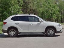 Пороги труба D42 с листом (Лист алюм, проф.сталь) (вариант 2) для Brilliance V5 2014-