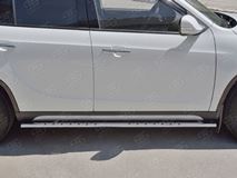 Пороги труба 75х42 овал с проступью для Brilliance V5 2014-