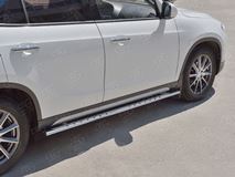 Пороги труба 75х42 овал с проступью для Brilliance V5 2014-