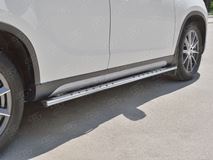 Пороги труба 75х42 овал с проступью для Brilliance V5 2014-