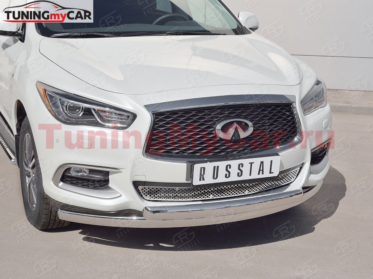 Защита переднего бампера D75х42 дуга-75х42 дуга для Infiniti QX60 2016-
