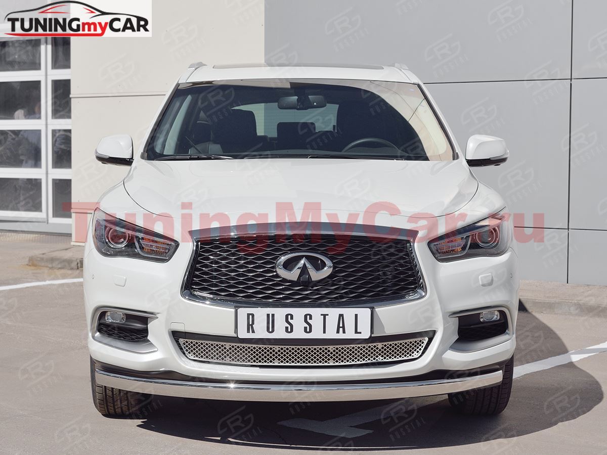 Защита переднего бампера D75х42 дуга для Infiniti QX60 2016-