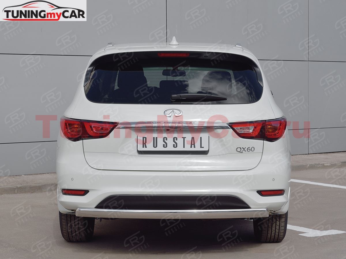 Защита заднего бампера D75х42 дуга для Infiniti QX60 2016-