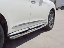 Пороги труба D76 с накладкой (вариант 3) для Infiniti QX60 2016-
