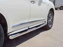 Пороги труба D76 с накладкой (вариант 1) для Infiniti QX60 2016-