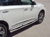 Пороги труба D76 с накладкой (вариант 1) для Infiniti QX60 2016-