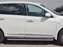 Пороги труба D42 с листом (Лист нерж, проф. нерж) (вариант 3) для Infiniti QX60 2016-