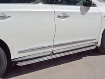 Пороги труба D42 с листом (Лист нерж, проф. нерж) (вариант 3) для Infiniti QX60 2016-