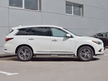 Пороги труба D42 с листом (Лист нерж, проф. нерж) (вариант 3) для Infiniti QX60 2016-